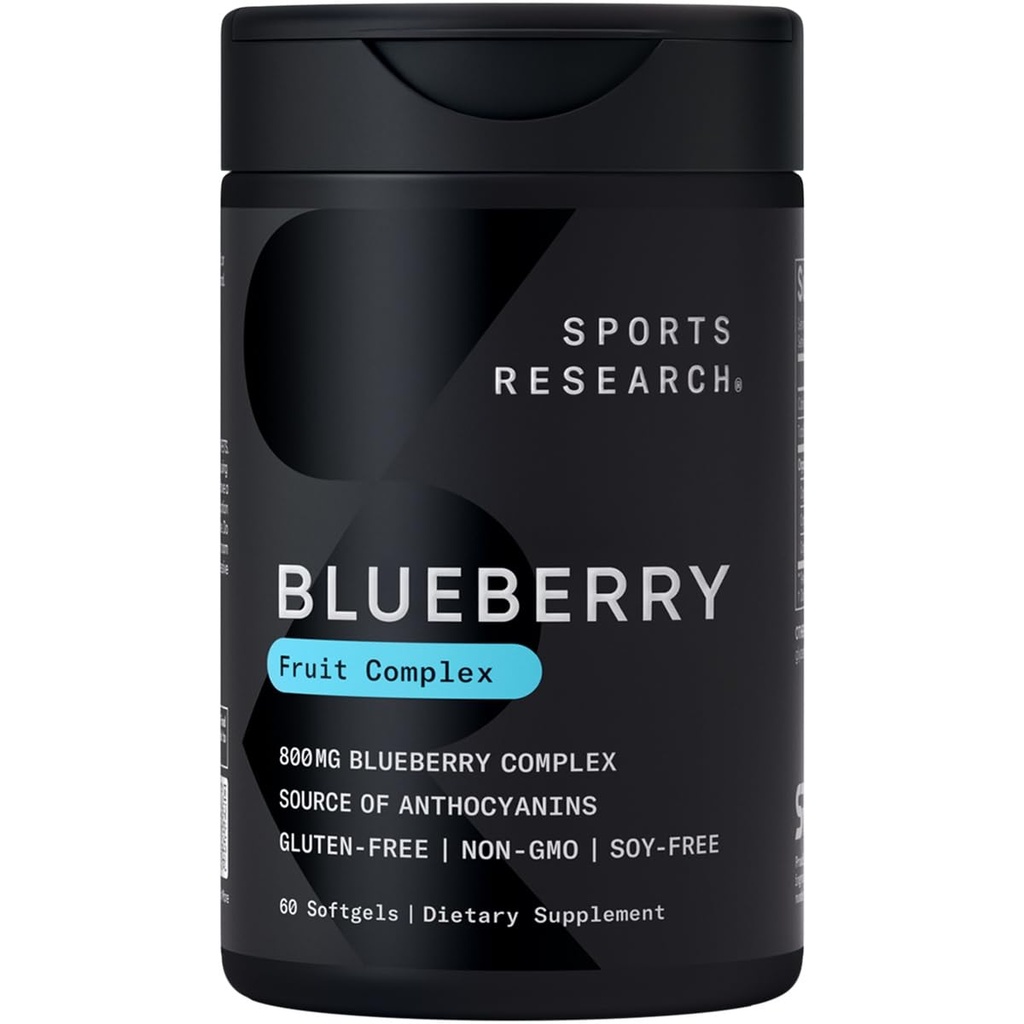 Ricerca Sport capsule di mirtillo - Realizzati in mirtilli biologici con Olio Extra Vergine di Oliva Biologico - Non OGM & Gluten Free - 60 Liquid Softgels