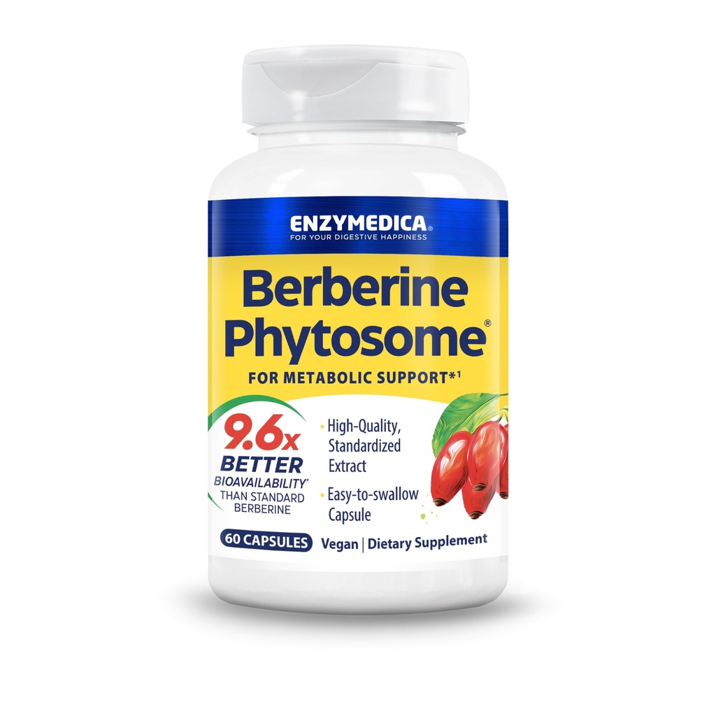 Enzymedica, Phytosome di Berberine, 9.6X migliore biodisponibilità, supplemento dietetico vegano naturale ad alta potenza per il supporto metabolico, 60 capsule
