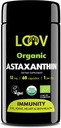 Astaxantina organica naturale di LOOV 12mg – alimentazione di 60 giorni – Antiossidante di massima resistenza – occhio, giunto, pelle, immunità – da Microalgae – Non-GMO, Vegan, sostenibile