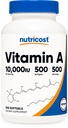 Vitamina Nutricost A 10.000 UI, 500 capsule Softgel