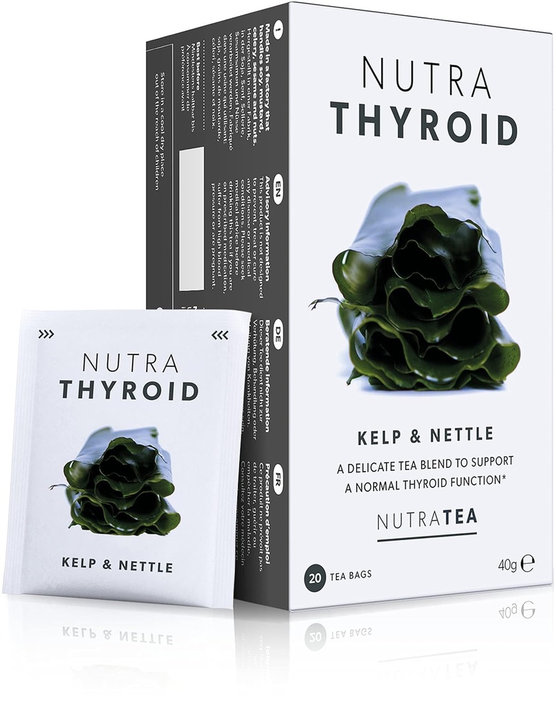 NUTRATHYROID - Tè di supporto tiroideo | Tè di salute tiroide - Sostenere il metabolismo e la funzione tiroide - 40 sacchetti di tè sviluppato - da tè Nutra - Tè erbe - (2 Confezione)