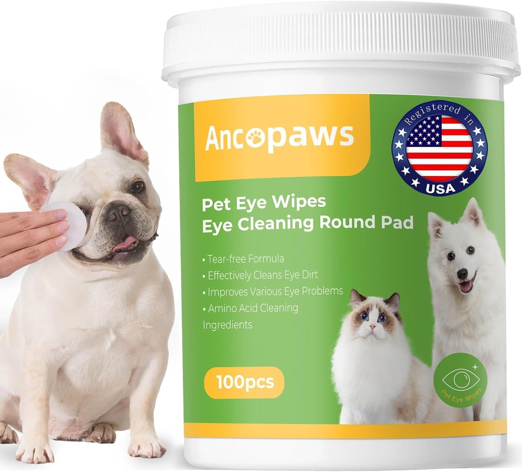 Utensili per cani e gatti - Tear Stain Remover per animali - Dog Eye Wipes per la scarica e la crosta - Eye Care Cleaning Pads for Reduction Dirt and Mucus Secretions - 100pcs