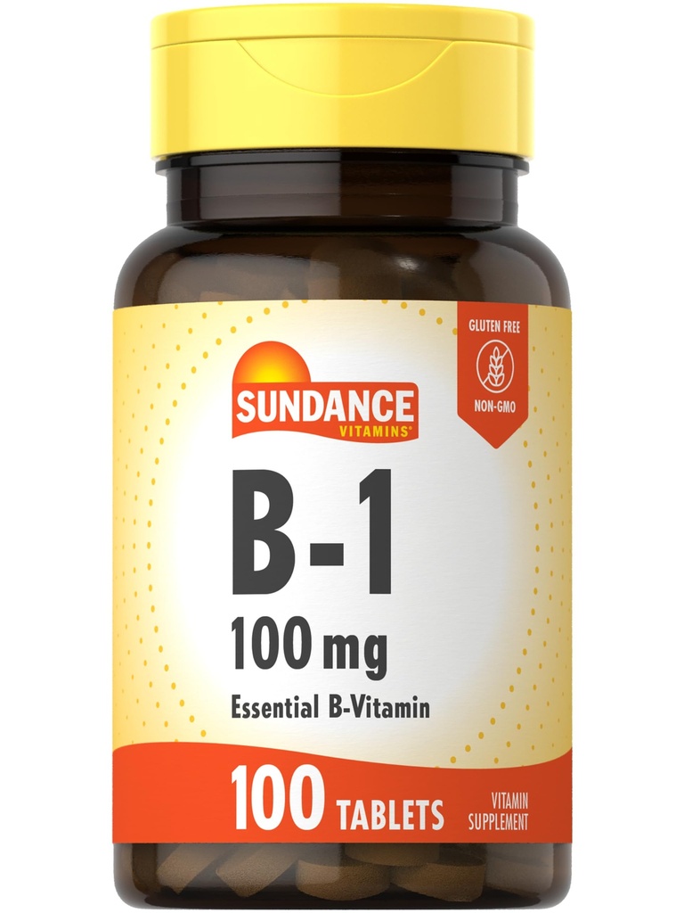 Vitamina di Sundance B-1 | 100 mg | 100 compresse | Supplemento di vitamina essenziale | Formula vegetariana, non OGM e senza glutine