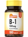 Vitamina di Sundance B-1 | 100 mg | 100 compresse | Supplemento di vitamina essenziale | Formula vegetariana, non OGM e senza glutine