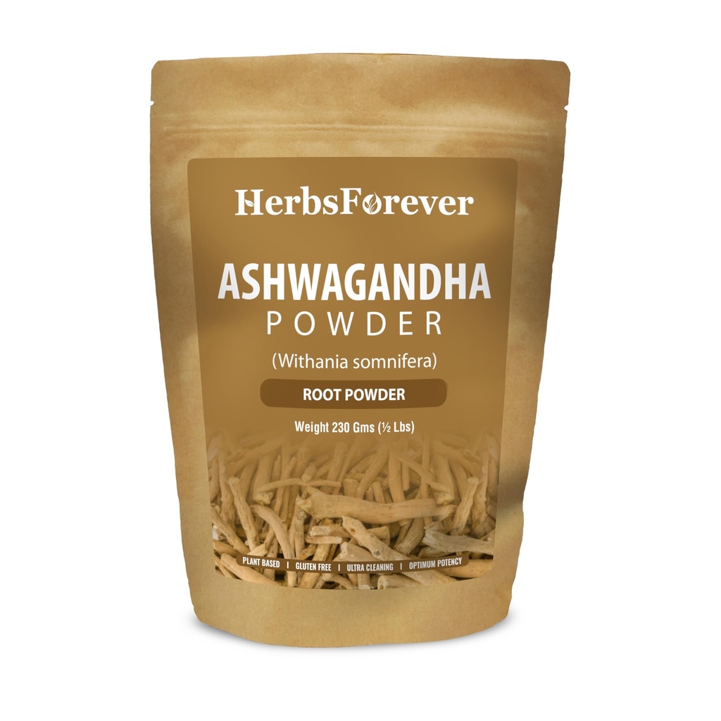 HerbsForever Ashwagandha Polvere 230g I Ciliegia invernale, Non OGM, Vegan, Gluten-Free I Ayurvedic Stress-Buster Supports Energy Booster, Vitality & Rejuvenator Total Wellness