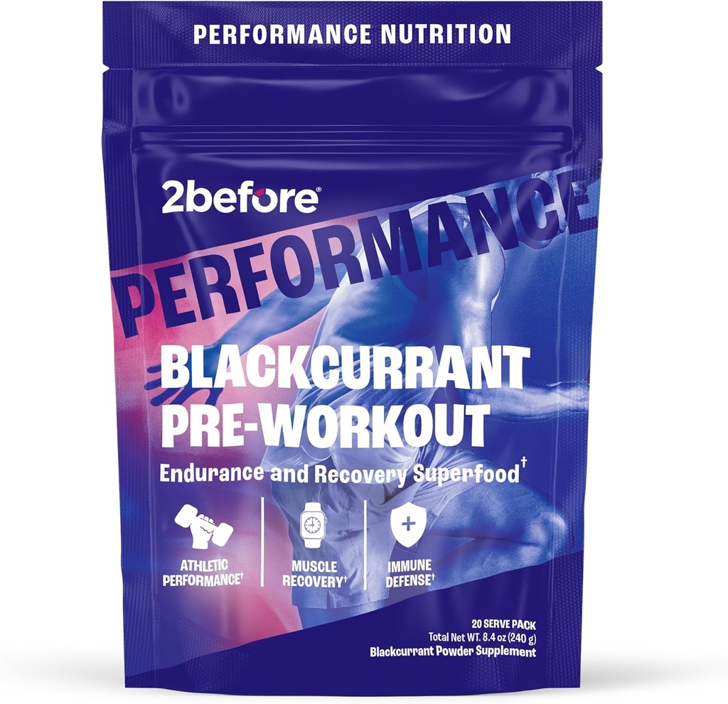 2prima Blackcurrant I All Natural Vegan Pre Workout, Caffeina Free I Clean Energy, Endurance, Recovery I Pre Workout Donne e Uomini I 20 Servings Pouch I Informed Sports Certified