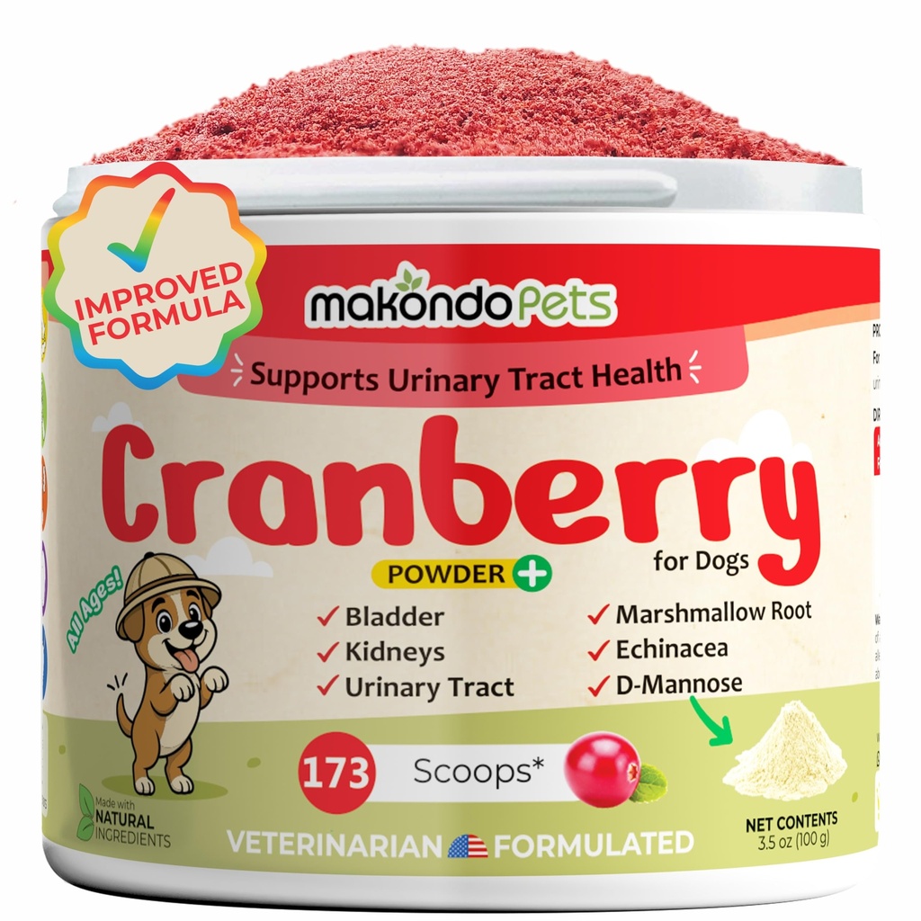 Mirtillo per cani in polvere - salute del tratto urinario, UTI del cane, supporto della vescica, pietre della vescica, supporto di incontinenza, supplemento di mirtillo - sapore di bacon (100 Scoops)