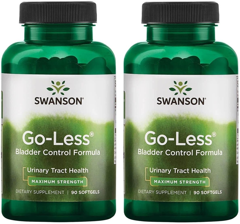 Swanson Go-Less Bladder Control Formula - Promuove la salute del tratto urinario e il supporto della vescica sana - Supplemento naturale per gli adulti con l'estratto di semi di zucca - (90 Softgels) 2 Pack