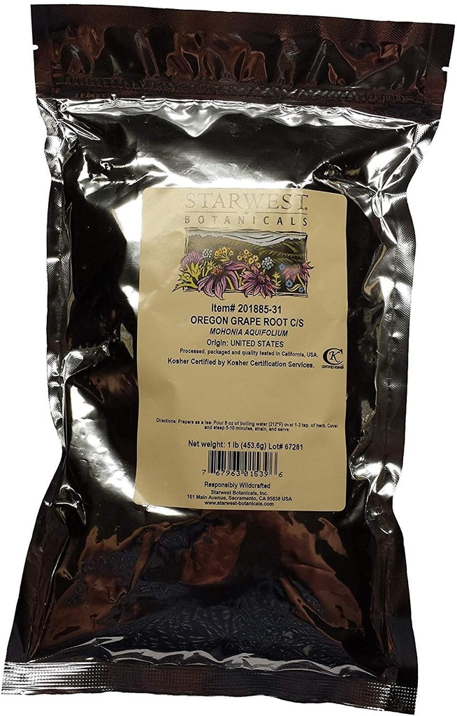 Oregon Grape Root C/S Wildcrafted - Mohonia aquifolium, 1 lb, (Orto Botanici di inizio ovest)