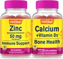 WellYes Zinc + Calcium + Vitamina D3, Gummies Bundle - Grande degustazione, Integratore di vitamina, Senza glutine, OGM libero, pancia masticabile