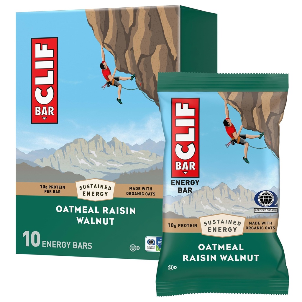 CLIF BAR - Energy Protein Bars - Oatmeal Raisin Noce - Realizzato con avena biologica - Barre energetiche - Non-GMO - (10 Pack)