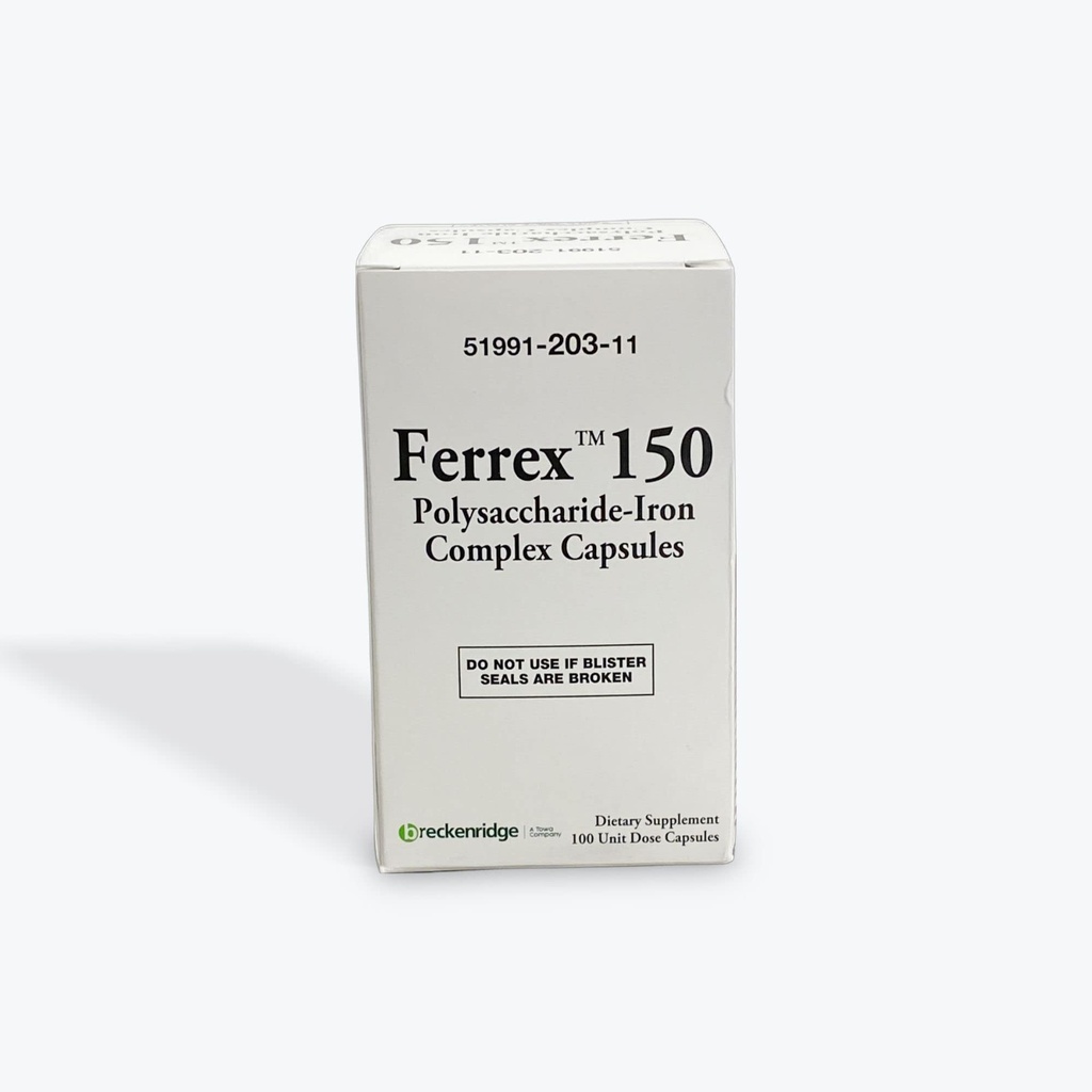Ferrex 150 Polysaccharide Iron Complex Capsule di Breckenridge - 100 Ea