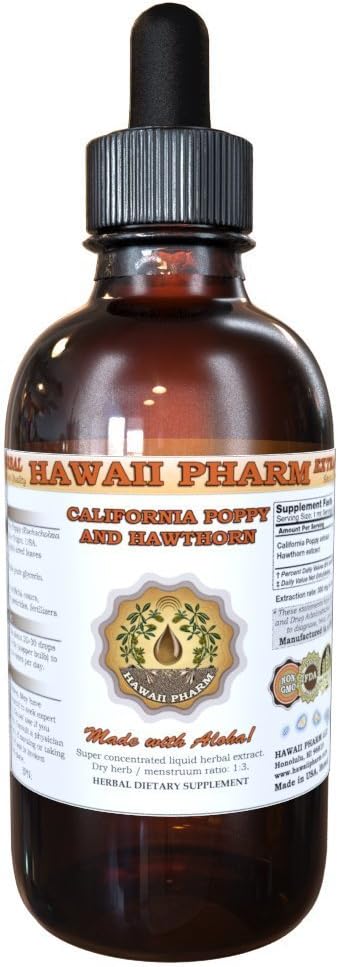 Poppy californiano (Escholzia Californica) e Hawthorn (Crataegus Laevigata) Liquid Extract 4 oz