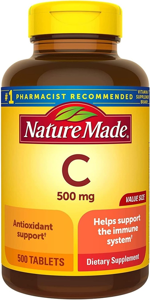 Natura fatta Vitamina C 500mg compresse, 500 conteggio dimensione del valore, per il supporto immunitario, senza glutine (pacchetto di 3)