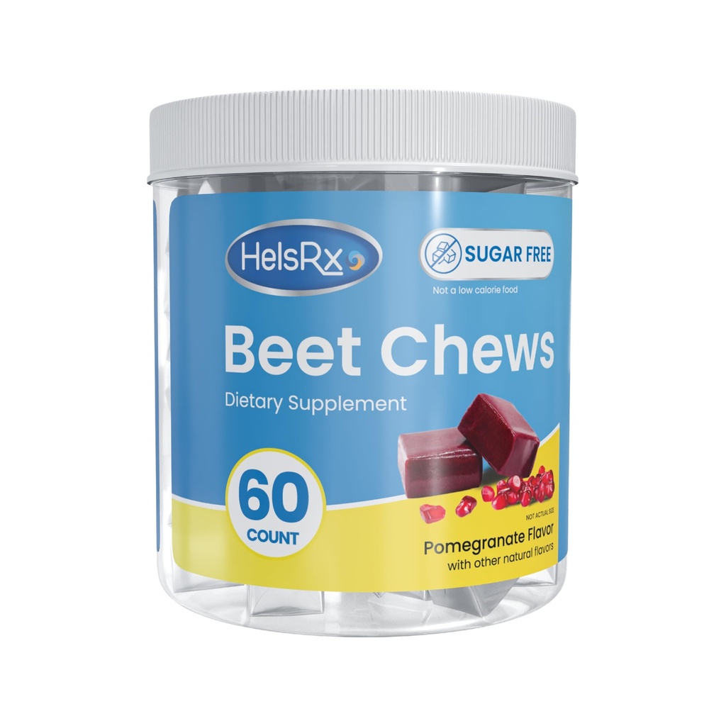 Beet Chews Integratore alimentare - Cuciture sane del cuore - Supporto per la pressione sanguigna e l'energia - Sugar Free (60 Conte)