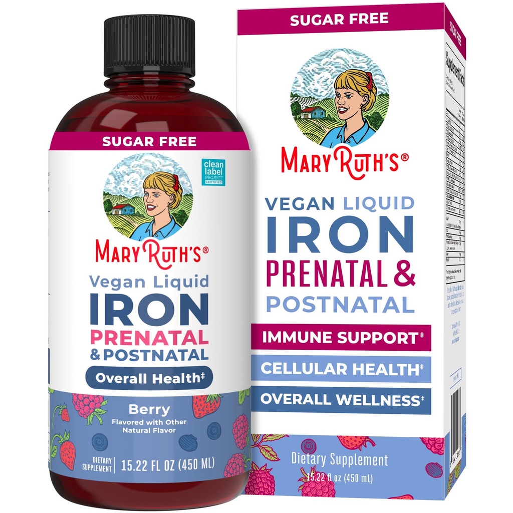 MaryRuth Organics | Liquid Iron Supplement Prenatal & Postnatal for Pregnant & Lactating | Iron Deficiency | Supporto immunitario | Sugar/Gluten Free | Vegan | Non-GMO | 15.22 Fl Oz