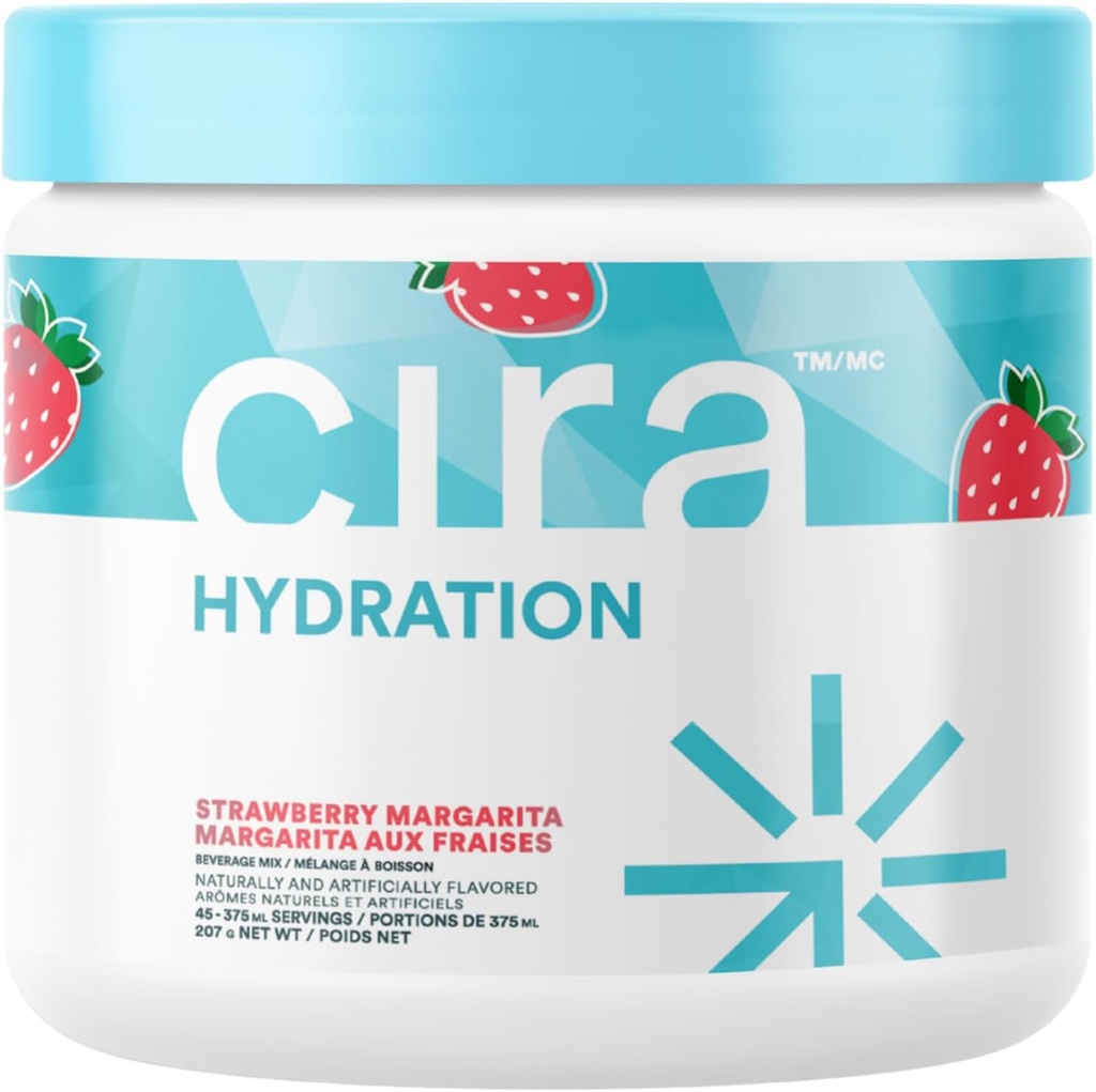 Cira Hydration Powder (45 Servings) - Electrolyte Drink Mix con sale himalayano per la disidratazione sollievo e recupero - Fragola Margarita