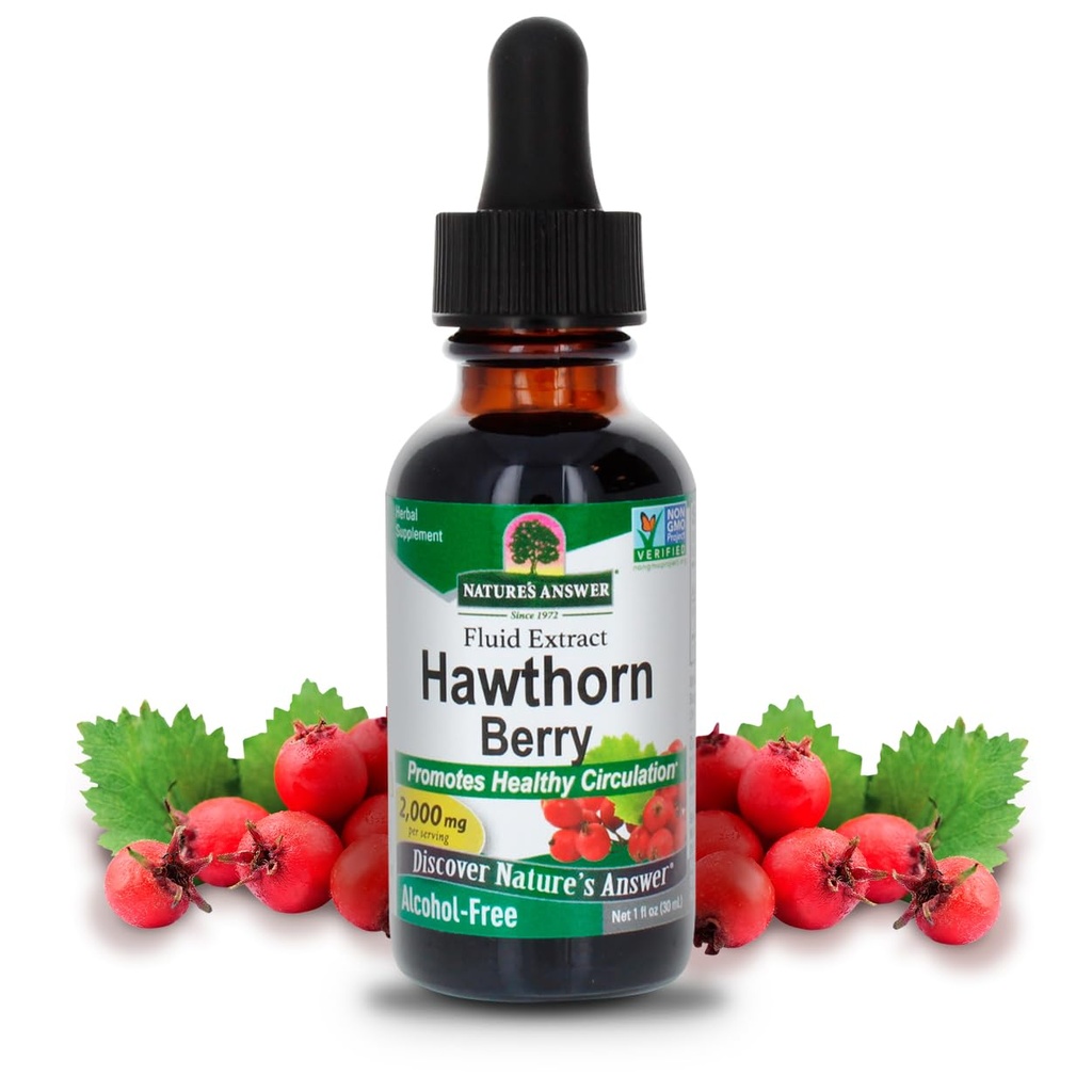 La risposta della natura Hawthorn Berries | promuove la funzione di circolazione sana | aiuta a mantenere livelli di colesterolo sano | senza glutine, senza alcool, senza kosher certificato e senza riserve 1oz