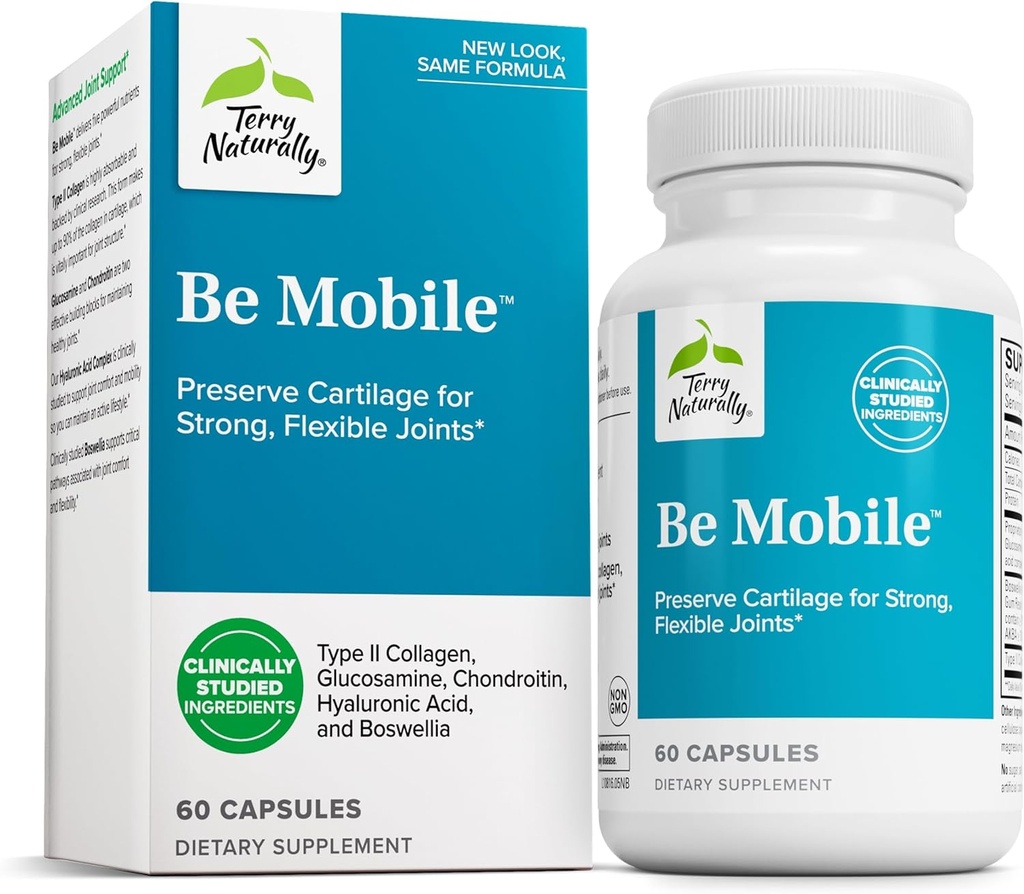Terry naturalmente essere mobile - Supplemento di collagene per il supporto sanitario comune - Integratore alimentare con Boswellia Extract & Type II Collagen - Supporto per schiena e ginocchio - 60 capsule