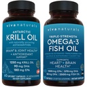 Antartico Krill olio e Triple-Strength Omega 3 Fish Oil Bundle, 1250 mg Krill olio & 2,200 mg Fish Oil per la fornitura di Omega 3 EPA e DHA