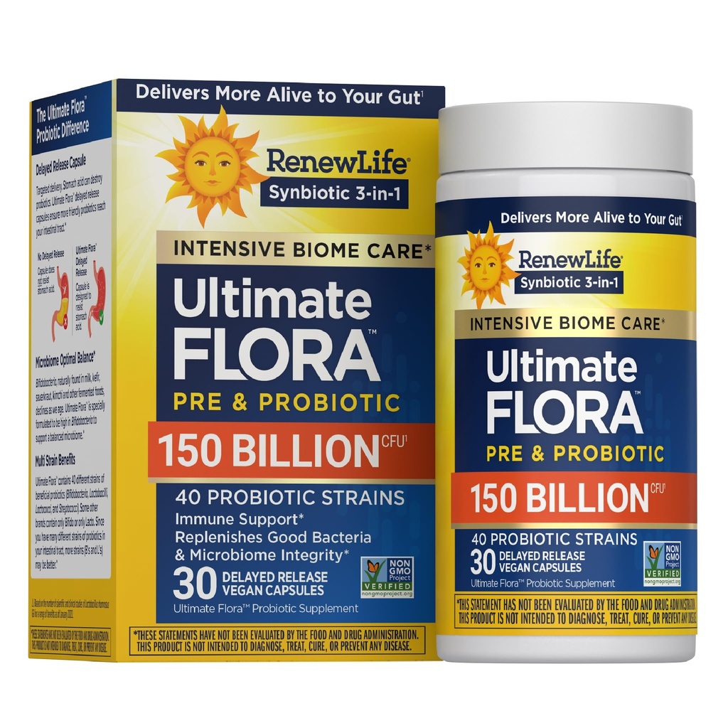 Rinnova la vita ultima Flora Adulto ultima cura Probiotico, 150 miliardi, 30 Caps (Package May Vary)