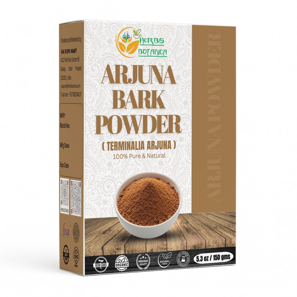 Erbe Botanica Arjuna Polvere 100% Pure Arjuna Bark Polvere (Arjun Ki Chaal) per il tè e il benessere degli erbe – Polvere di corteccia d'albero finemente macinata per uso fai da te – 5.3 oz Pack
