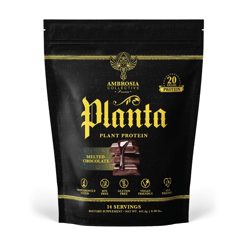 Ambrosia Planta - Premium Plant-Based Protein | Vegan & Keto Friendly | Guurmet Flavors with No Bloating or Stomach Upset | No Aggiunto Zucchero | 14 Servings | (Cioccolato Morto)