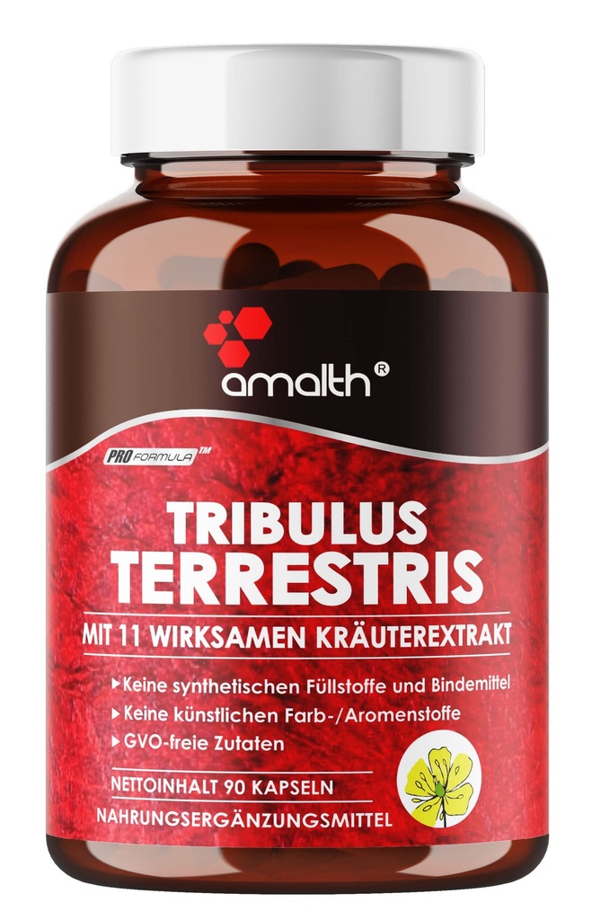 Amalth Tribulus Terrsestris, 20:1 Estratto per il servizio, massima potenza con Ashwagandha, Saw Palmetto, Shilajit 120 capsule