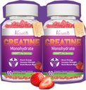 2 Confezione Creatina Monoidrato Gummies per le donne e gli uomini, Zucchero Free Vegan Creatina Supplemento per la costruzione di muscoli, Aumenta l'energia e la forza, Natural Strawberry Flavor, 120 Conte