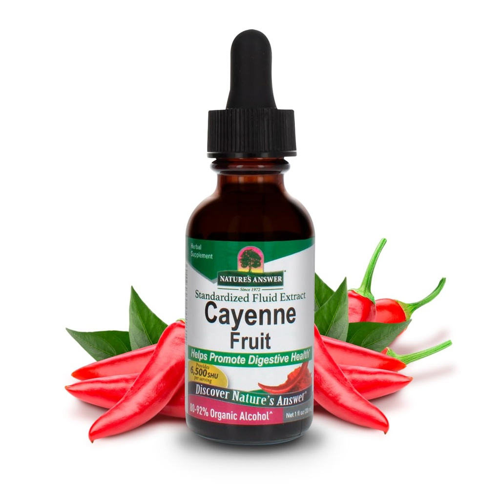 Risposta della natura Estratto di frutta Cayenne | Aiuta a promuovere la salute digestiva | alta potenza fatta con alcool organico | Vegan, senza glutine, non OGM & Kosher Certificato 1oz