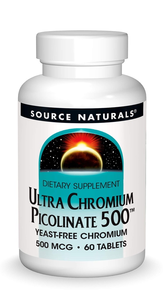 Fonte Naturals Ultra Chromium Picolinate 500 mcg Integratore alimentare senza lievito - 60 compresse