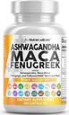Clean Nutraceuticals Ashwagandha Maca Root Fenugreek Supplemento con Tongkat Ali Ginseng - Assists with Stress, Mood & Thyroid - Ashwagandha Capsule Fenugreek Caps - 1 Pack