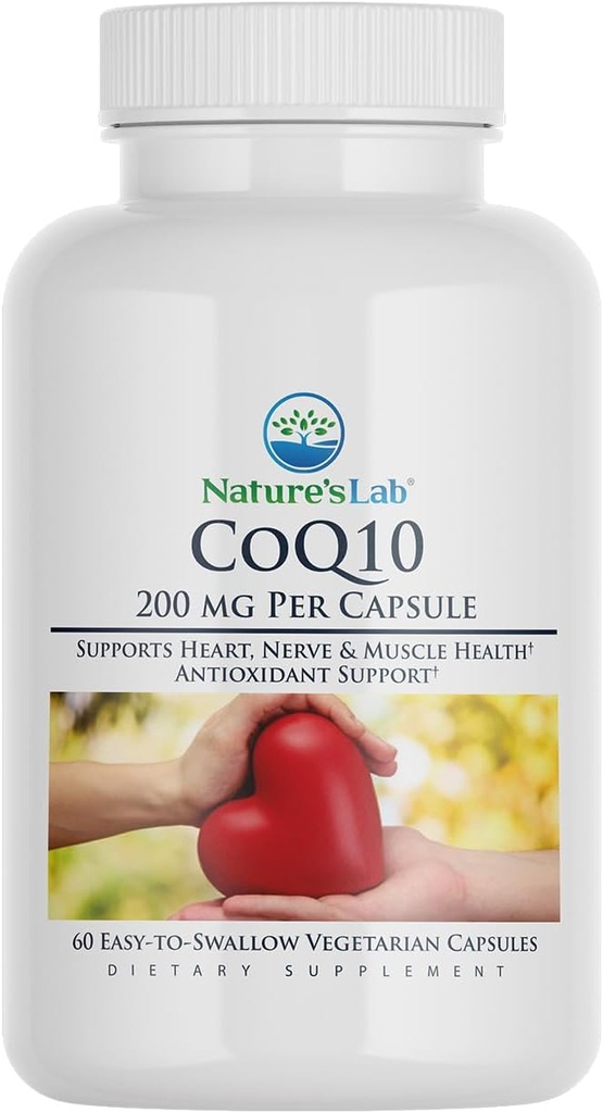 Natural's Lab CoQ10 200mg Nutritional Supplement - Supporta il cuore, Nerve & Muscle Health* - 60 Conte (2 mesi di alimentazione)