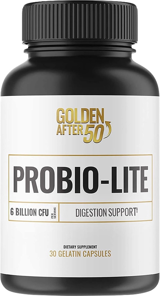 Golden After 50 Probio-Lite - per Gut Health and Digestion Support - Probiotici per Uomini e Donne - 30 capsule Gelatin - Probiotici per bruciore occasionali, gas, indigestione