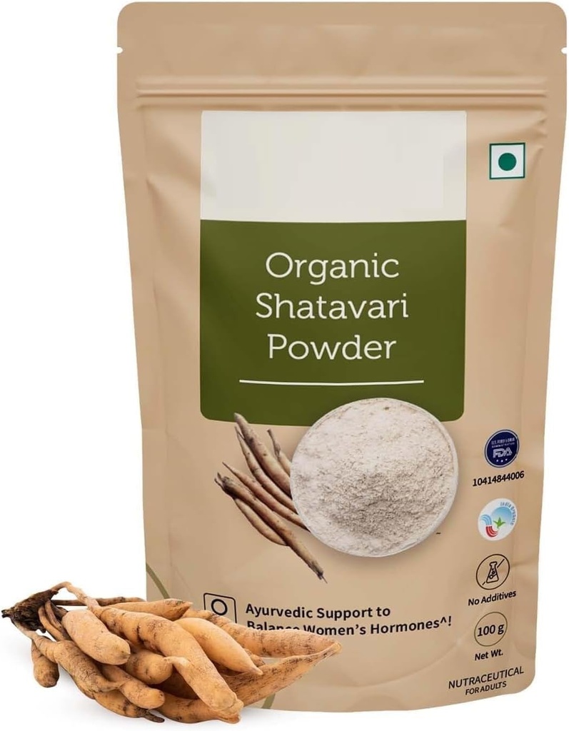 DURJA Organic Shatavari Powder | Supporto ayurvedico per bilanciare gli ormoni femminili | Supplemento a base di erbe | Buono per la digestione sana e il sistema riproduttivo | Organico certificato - 100g...'