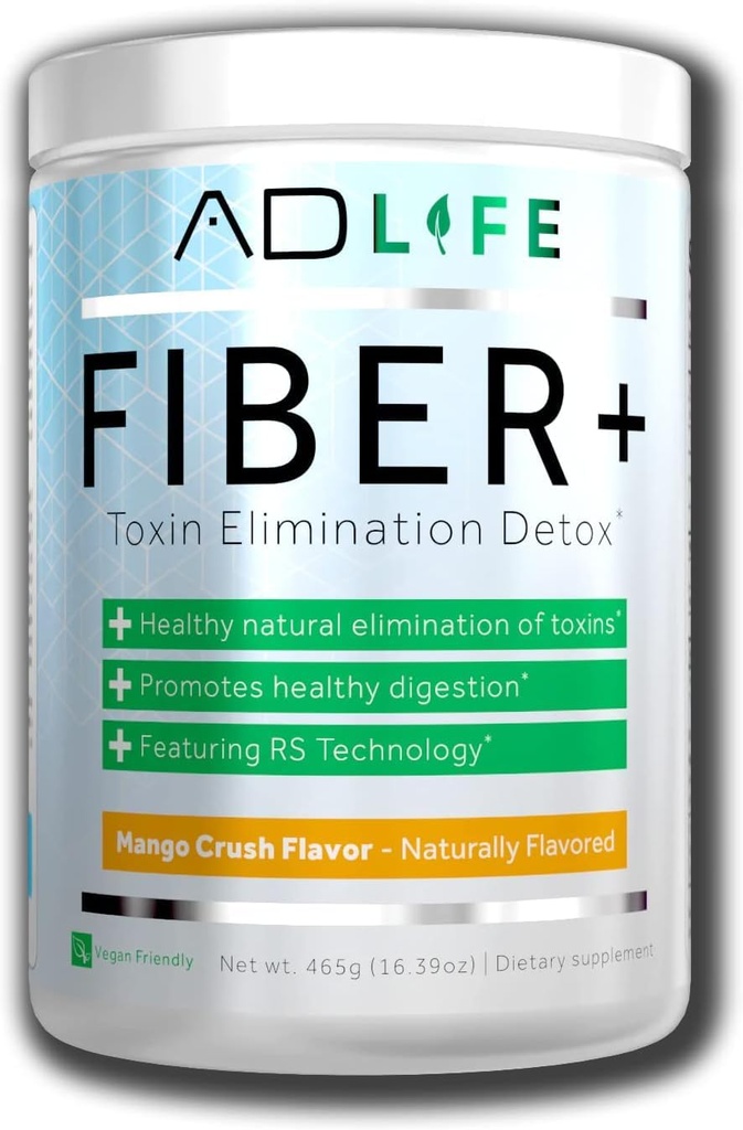 Progetto AD Fiber+ Vegan Fiber Supplement Powder, Supporta la salute del fegato e la regolarità digestiva (Mango, 16,4 oz)