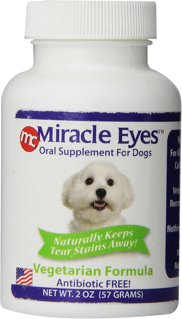 Miracolo cura occhi miracoloso supplemento orale per cani, 2 oncia, probiotici per ridurre le macchie di lacrime, vegetariano, antibiotico gratis