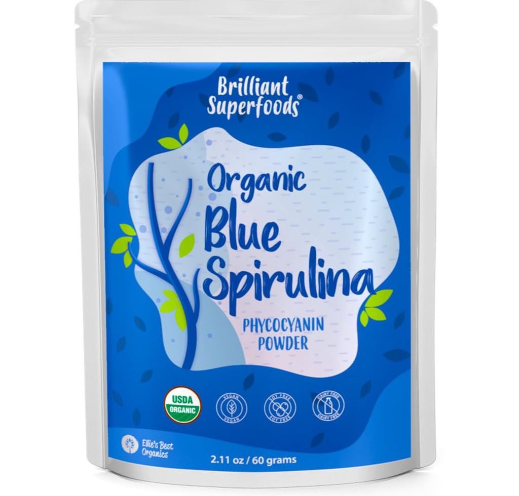 La migliore polvere di Spirulina Blu Organica di Ellie (estratto di Picocianina) - 60 Serve - Odorless - Vegan, Non OGM, Senza Glutine, Senza Latticini - Organic Food Coloring - per Smoothies & Protein Drinks ecc