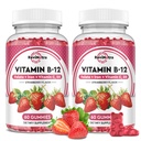 Vitamina B12 Complesso Gummies - 5000 mcg Methylcobalamin con ferro, vitamina C, D3 & Folate, Supporto energetico & Metabolismo, Immune, B-12 Chewable Supplement per uomini e donne, Fragola Flavor, 2 Pack