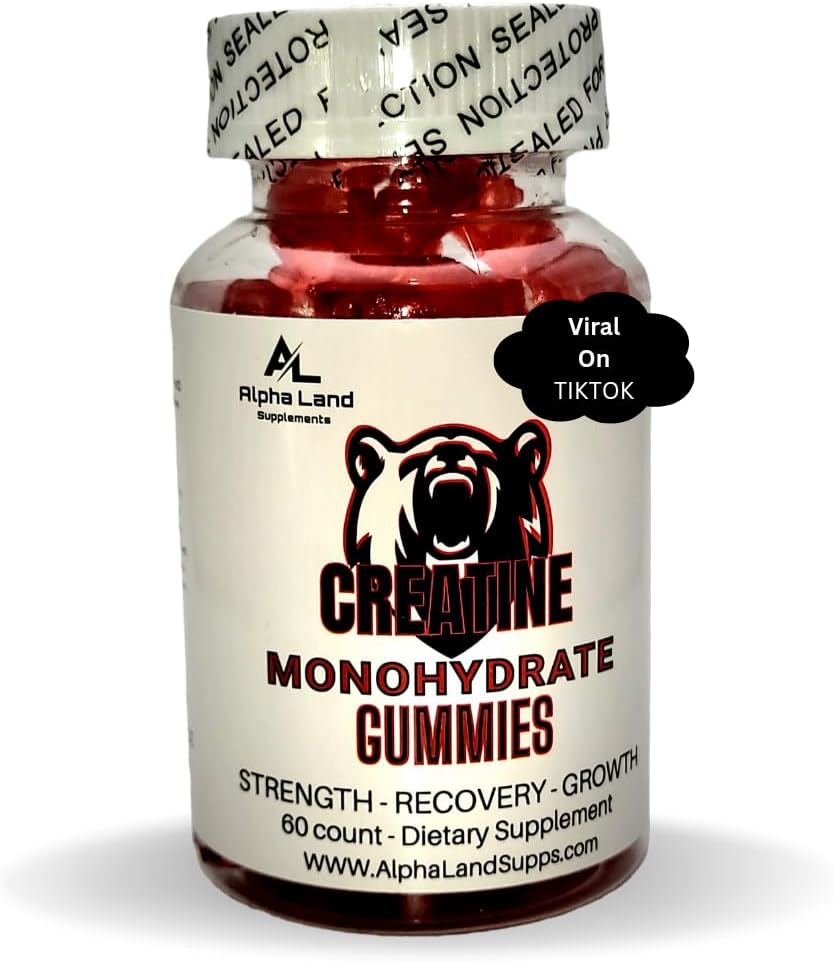 Creatina Monoidrato Gummies- 5g- 30 Servings - Vegan Creatina Gummy Bears per la crescita del muscolo, recupero del muscolo, recupero di allenamento, salute del cervello - nessuna fase di caricamento - Nessun Bloating
