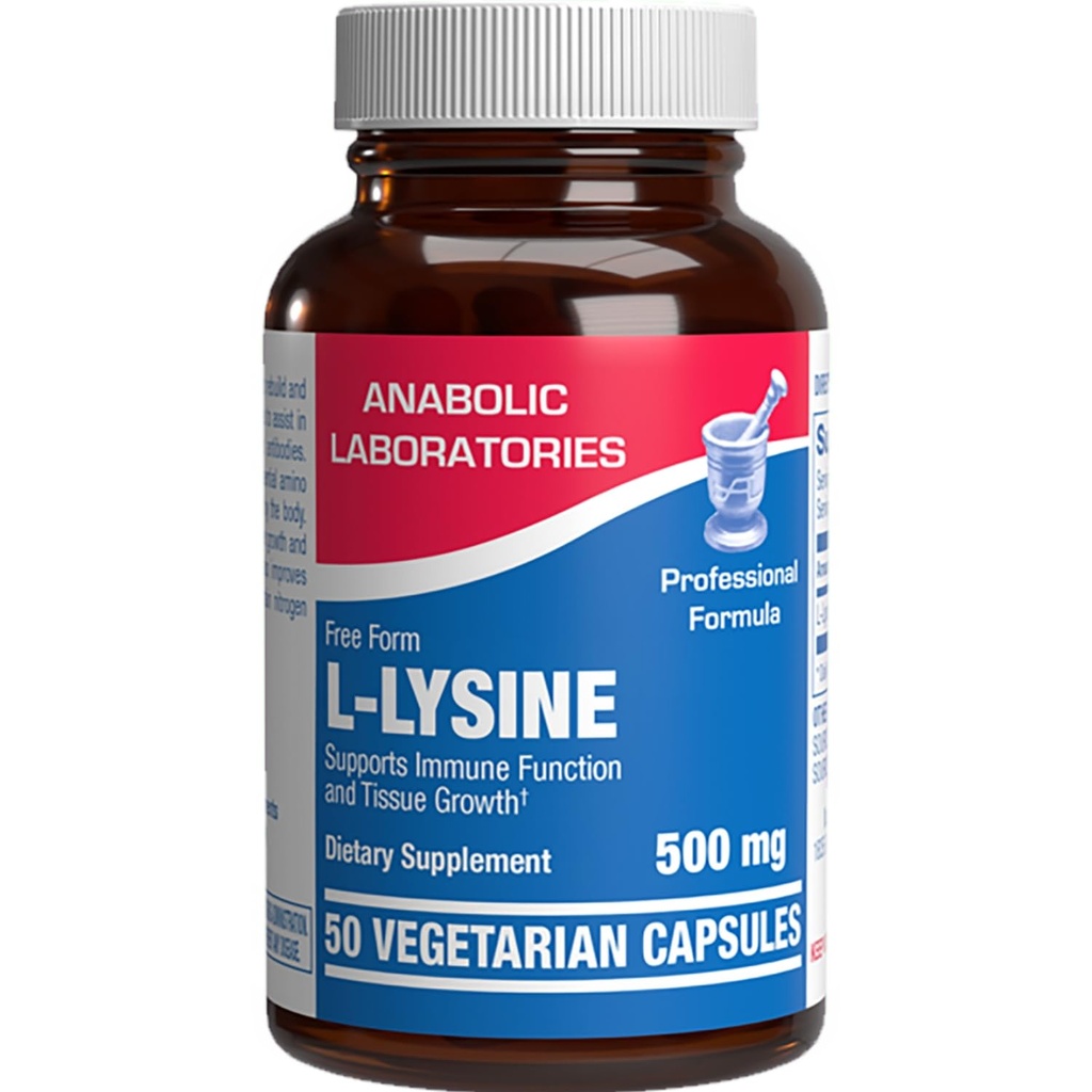 L Lysine 500 mg Capsule per Adulti - Integratore Clinico Formula L-lysine per Gut Skin e Lip Health Plus Supporto Immune - Vegetariano Non OGM & Made in the USA in cGMP Facilities - 50 Serve