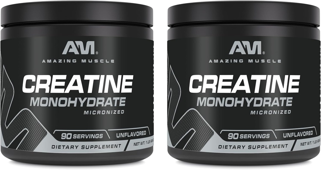 Incredibile Muscolo Micronizzato Creatina Monoidrato | 90 Serve | 5000 Mg per Serving | 1 Lb (454 Grammi) | Ideal Pre & Post Workout Supplement | Unflavored (2 Pack, 1 Lb | Unflavored)