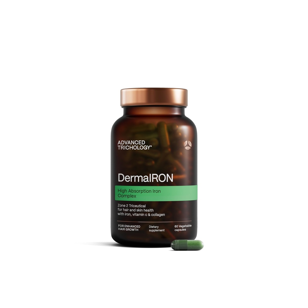 Derma-Iron Supplemento per le donne e gli uomini - Ferro sangue pillole per capelli e pelle con Collageno e vitamina C naturale, ferro basso e ferritina, capelli diradamento, supporto per la perdita di capelli
