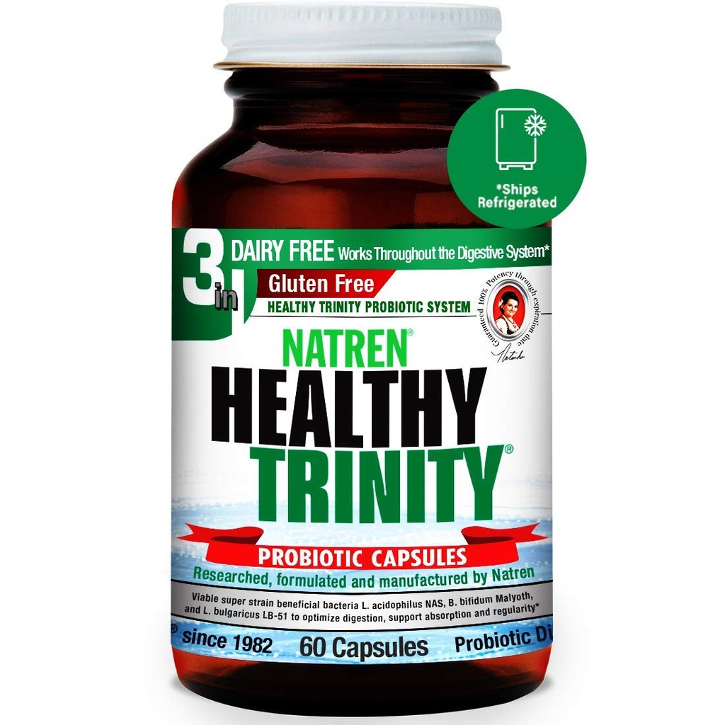 Integratore di Probiotici della Trinità sana - 60 capsule di Gel Latticini e Gluten Free - Migliorare la Salute Gut e Digestiva, - 30 miliardi di CFU - Lactobacillus Acidophilus, Bifidobacterium, Bulgaricus