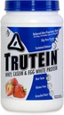 Polvere di proteina alta di Trutein di nutrizione del corpo: 45% Whey, 45% Casein, 10% bianco dell'uovo, senza glutine, basso sodio, polvere di proteine del siero di erba, supplemento di palestra & Shake di colazione, fragole e crema, 2lb
