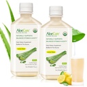 AloeCure USDA Organic Aloe Vera Juice Lemon Flavor - Fatto entro 12 ore di raccolto - Supplemento digestivo naturale per l'acidità di stomaco bilanciato - Sostegno Digestivo e salute immunitaria, 2 Btls x 16.7oz