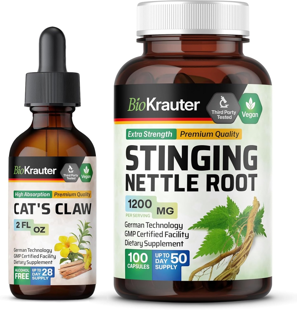 BIO KRAUTER Gatti Claw Tincture 2 Fl. Oz. & Sting Nettle 100 capsule