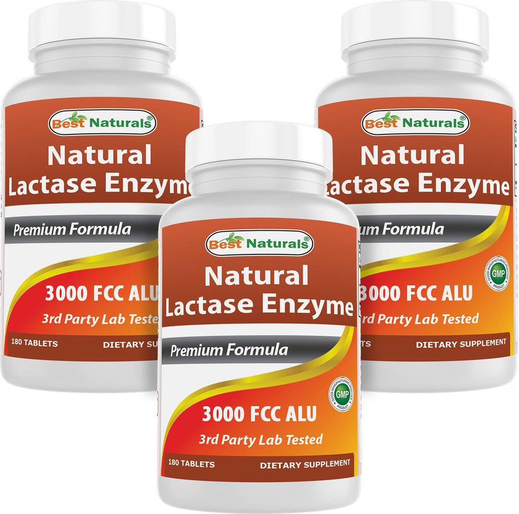 I migliori naturali, lattasi veloce enzima, 3000 FCC ALU, 180 compresse (180 conteggio (pacchetto di 3))