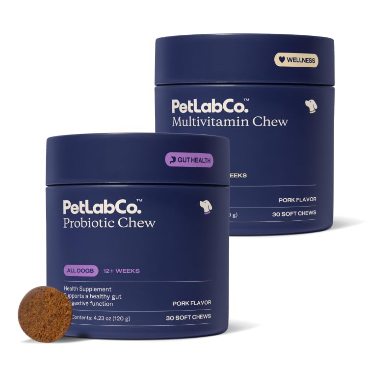 PetLab Co. – Multi-Vitamin & Dog Probiotic Bundle: Multivitaminici masticabili per cani Supporta la salute & Dog Probiotici per sostenere la pelle prurito, Sgabello occasionale oca e Produzione di lievito sano