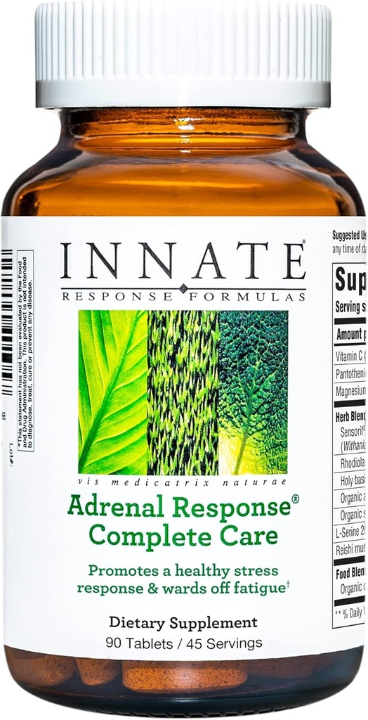 INNATE Response Formulas Adrenal Response Complete Care - Con Ashwagandha - Promuove la risposta ottimale dello stress - Wards Off Fatigue - Vegetariano, senza glutine, non OGM, Kosher - 90 compresse (45 Servings)